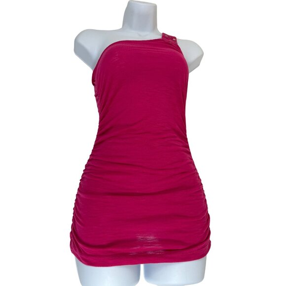 derek heart Small Pink One Shoulder Body Con Top 17j - Picture 1 of 10